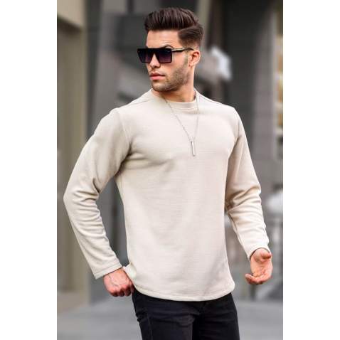 Beige Regular Fit Basic Sweatshirt 6023 - Bej