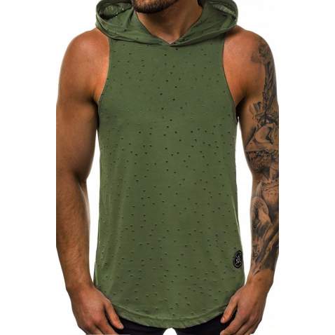 Sleeveless T-Shirt In Hooded Khaki 2893 - Haki yeşili