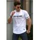 Madmext White Printed T-shirt for Men 4463 - Beyaz