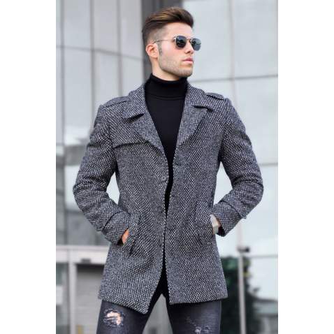 Madmext Anthracite Slate Coat For Men 5186 - Antrasit