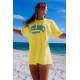 Women Printed Oversize Yellow T-Shirt - Sarı