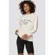 Mad Girls Ecru Printed Women Sweatshirt MG775 - Ekru