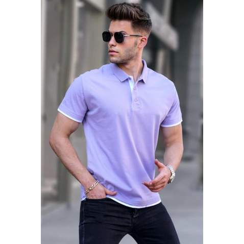 Men Basic Lilac Polo T-Shirt 5885 - Lila