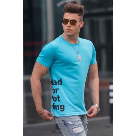 Madmext Blue Printed T-shirt for Men 4553 - Mavi