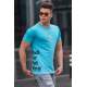 Madmext Blue Printed T-shirt for Men 4553 - Mavi