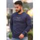 Madmext Navy Blue Printed Sweatshirt 4134 - Lacivert