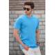 Madmext Men Black Turquoise T-shirt 5268 - Turkuaz