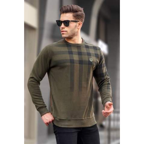 Emerald Green Printed Sweatshirt 6031 - Nefti yeşil