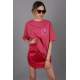 Women Printed Pink Oversize T-Shirt - Pembe