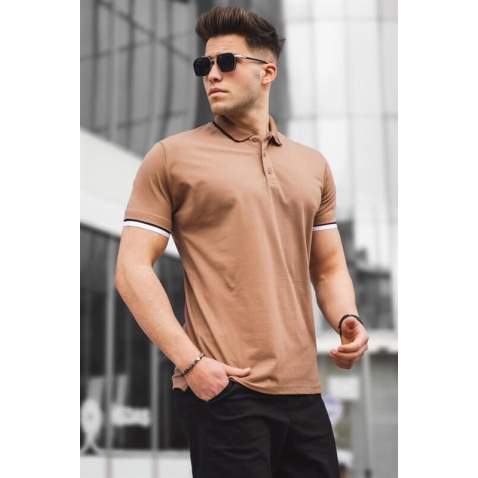 Men Basic Brown Polo T-Shirt - Kahverengi