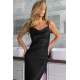 Mad Girls Black Satin Long Dress MG1408 - Siyah