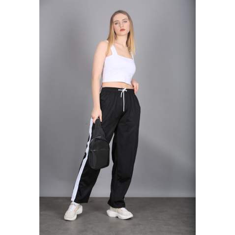 Mad Girls Black Bell Bottom Sweatpants MG1294 - Siyah