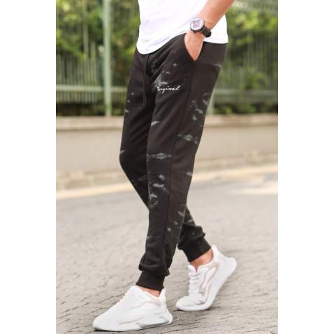 Madmext Printed Black Sweatpants For Men 5430 - Siyah