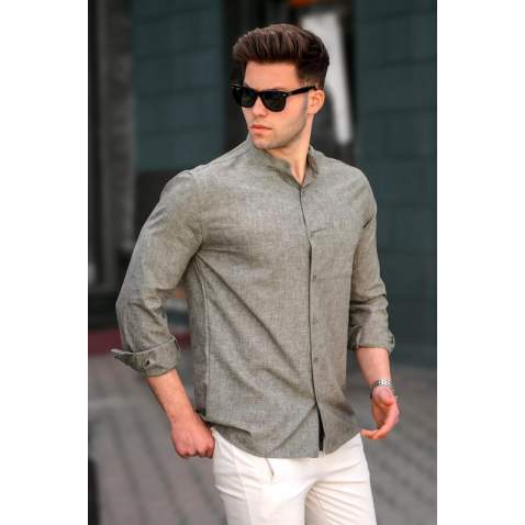 Men Khaki Linen Shirt 5548 - Haki