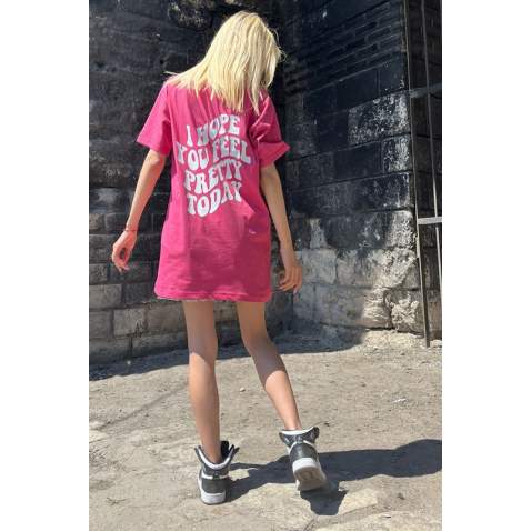 Mad Girls Printed Pink T-shirt MG1419 - Pembe