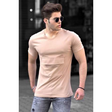 Madmext Camel T-shirt With Pocket for Men 4621 - Camel