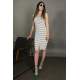 Women Striped White Strapped Dress MG1534 - Beyaz