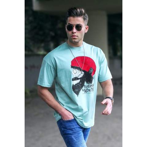 Madmext Men Designed Almond Green T-shirt 5361 - Çağla yeşili