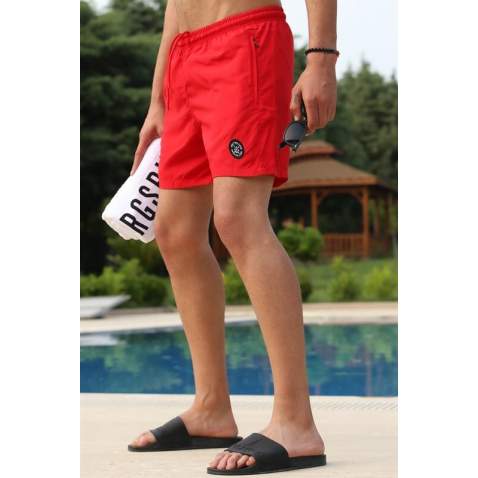 Men Basic Red Swim Shorts - Kırmızı