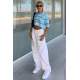 Mad Girls White Palazzo Jeans MG1405 - Beyaz