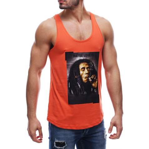 Madmext Orange Bob Marley Printed T-shirt for Men 2634 - Turuncu