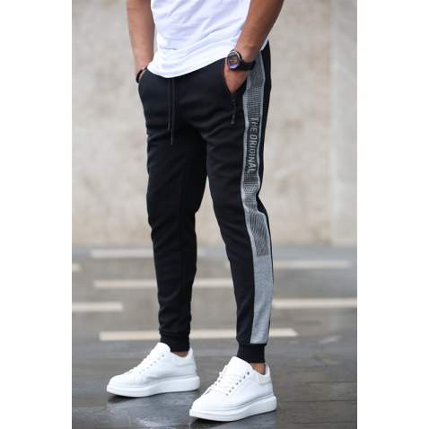 Madmext Black ''The Original'' Striped Sweatpants 4218 - Siyah