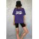 Women Printed Oversize Purple T-Shirt MG1490 - Mor