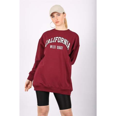 Mad Girls Maroon Sweatshirt Mg1242 - Bordo