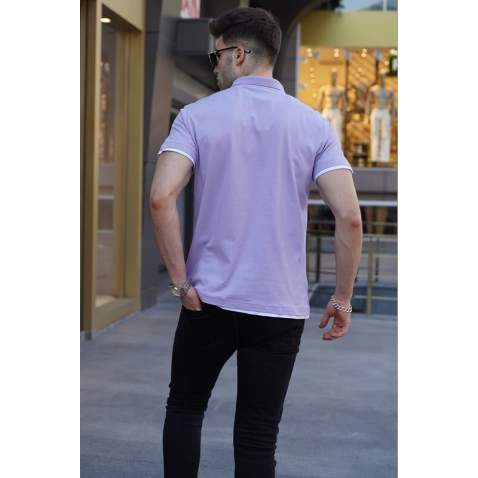 Men Basic Lilac Polo T-Shirt 5885 - Lila