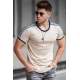 Madmext Men Shoulder Stripe Beige T-shirt 4101 - Bej