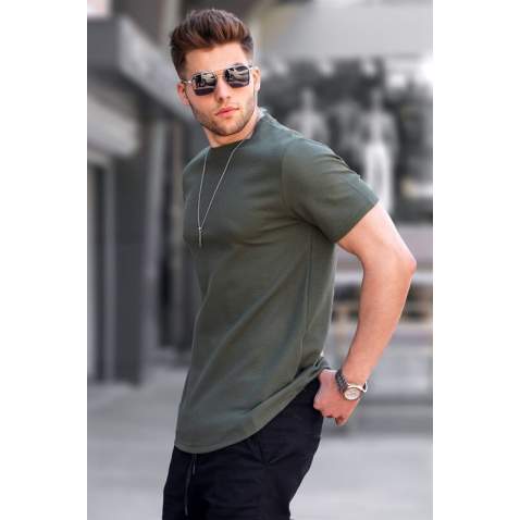 Men Khaki Green Basic T-Shirt 5883 - Haki yeşili