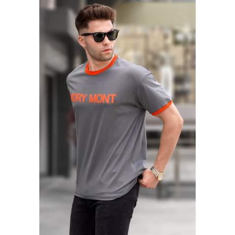 Men Printed Smoke Gray Regular Fit T-Shirt 5884 - Füme