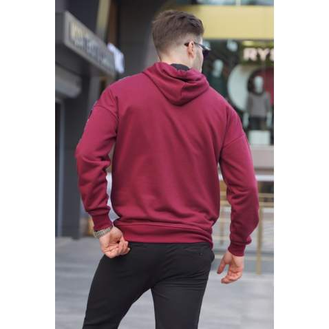 Madmext Maroon Basic Men's Hoodie 4721 - Bordo