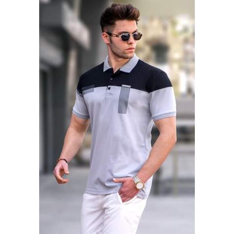 Men Dye Gray Polo T-Shirt 5855 - Boyalı gri