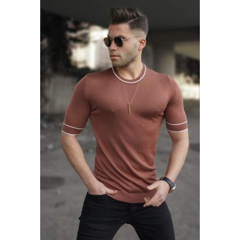 Madmext Men Knitwear Tile Brown T-shirt 5080 - Kiremit