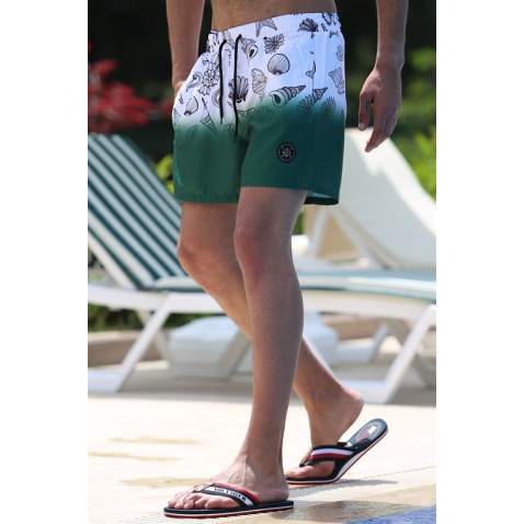 Madmext Green Printed Swim Wear Shorts 2947 - Yeşil