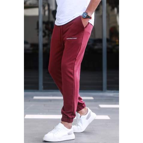 Madmext Printed Maroon Sweatpants For Men 5617 - Bordo