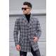 Madmext Gray Plaid Signature Coat 5631 - Gri