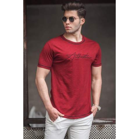 Madmext Men Printed Maroon T-shirt 5274 - Bordo