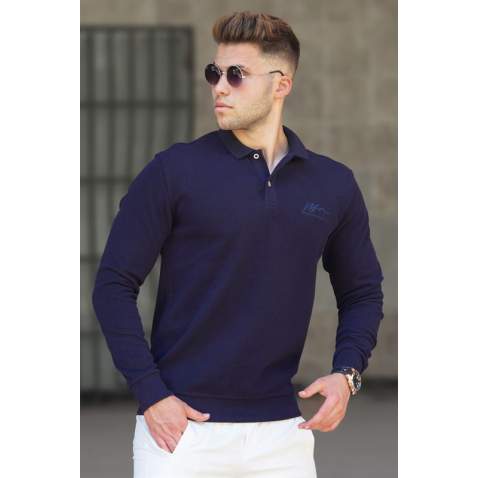 Madmext Men Navy Blue Polo Knitwear 5153 - Lacivert