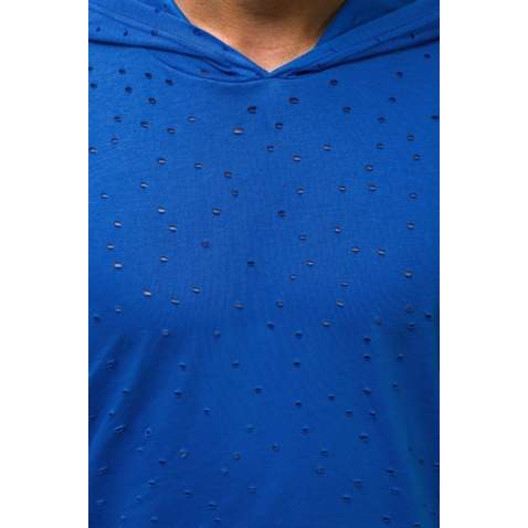 Madmext Blue Rapped T-shirt with Hood for Men 3069 - Sax mavi