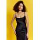 Mad Girls Black Satin Long Dress MG1408 - Siyah