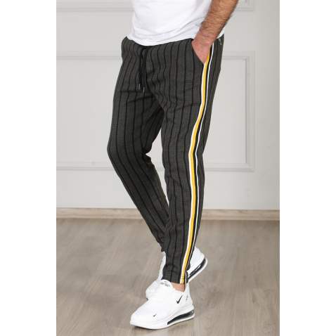 Madmext Khaki Striped Sweatpants 4205 - Haki