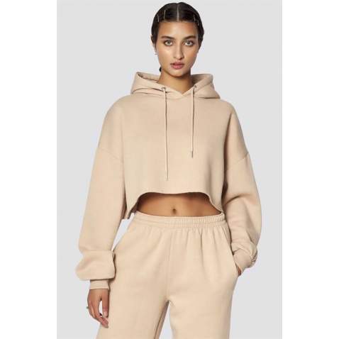 Mad Girls Beige Basic Hooded Sweatshirt MG770 - Bej