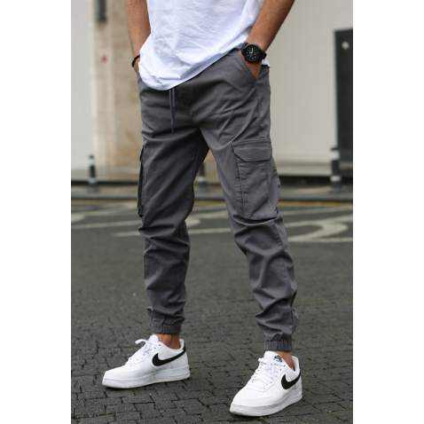 Men Smoke Gray Cargo Trousers 5447 - Füme