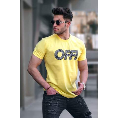 Madmext Men Printed Yellow T-shirt 5254 - Sarı