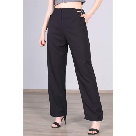 Mad Girls Low Waist Cut Black Trousers Mg1089 - Siyah