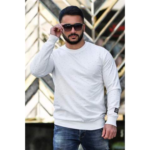 Madmext White Rapped Sweatshirt 4099 - Beyaz