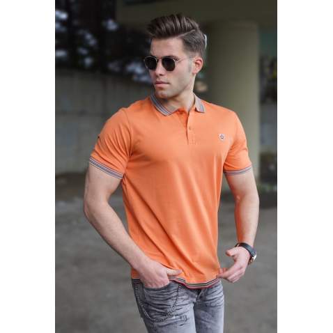 Madmext Men Orange Knitted Polo T-shirt 5116 - Turuncu