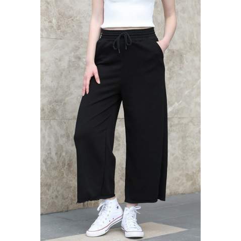 Mad Girls Black Bell Bottom Sweatpants MG1100 - Siyah